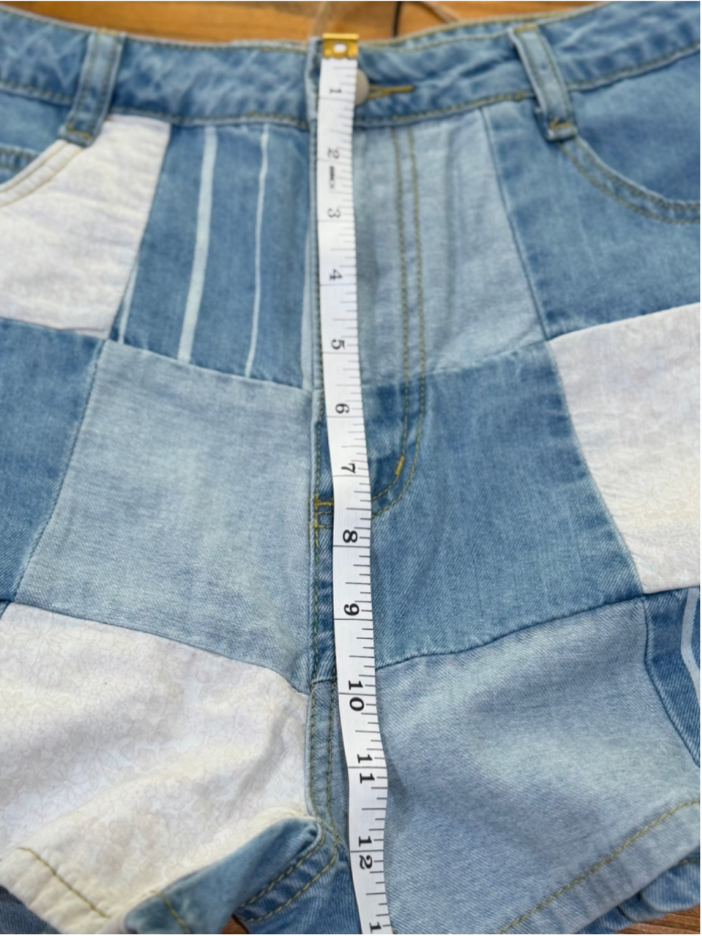 Easel Los Angeles Patchwork Denim Shorts Size M High Rise Boho Festival NWT - Picture 12 of 12